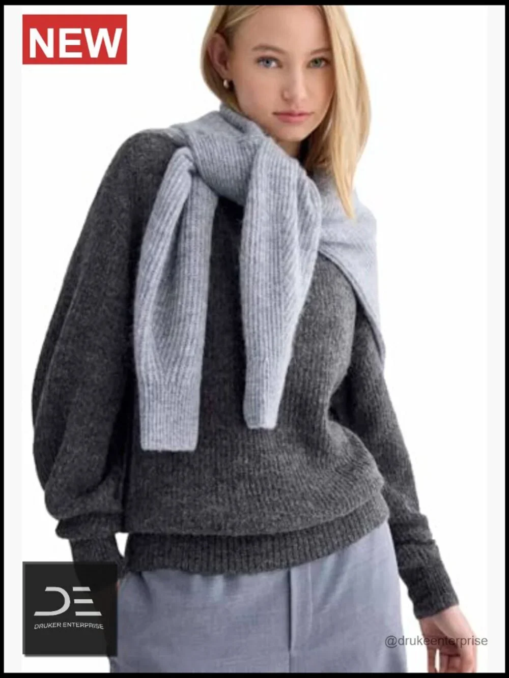 Alpaca Blend Crewneck Pullover Sweater Relaxed Fit